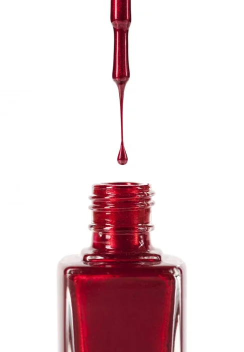 Close-up nail polish drop